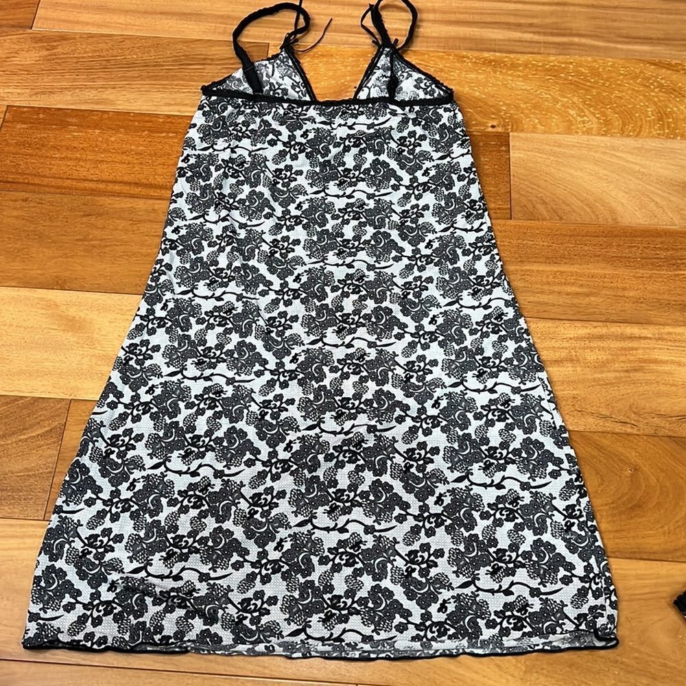 Unbranded Floral Lace Nightgown Set Womens Black White Bow Accent Small - Picture 4 of 6